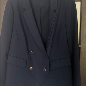LOFT Navy Women's Blazer with Gold Buttons